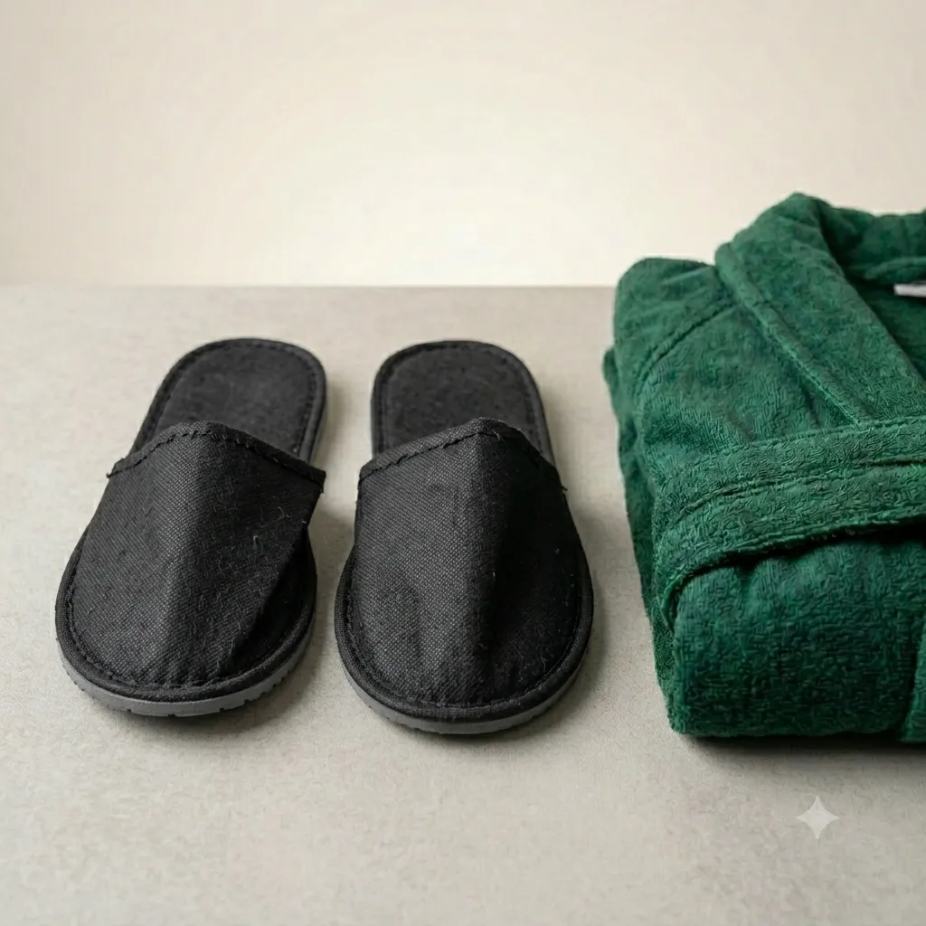 Standard Hotel Disposable Slippers (Black, Medium)