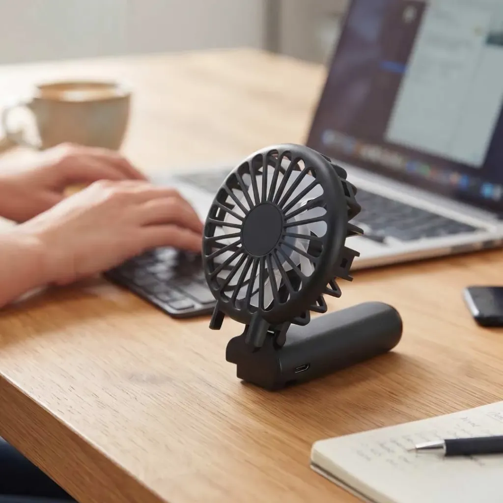 Rechargeable Handheld Fan with Foldable Desk Stand